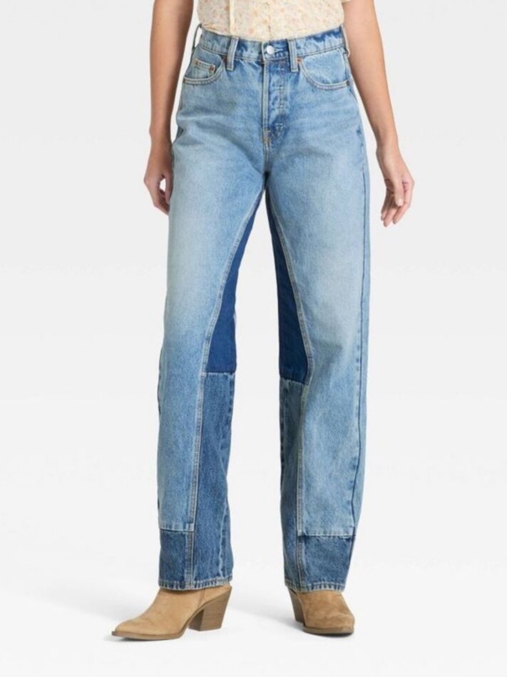 Women's Mid-Rise 90's Baggy Patchwork Jeans - Univ Medium
Wash